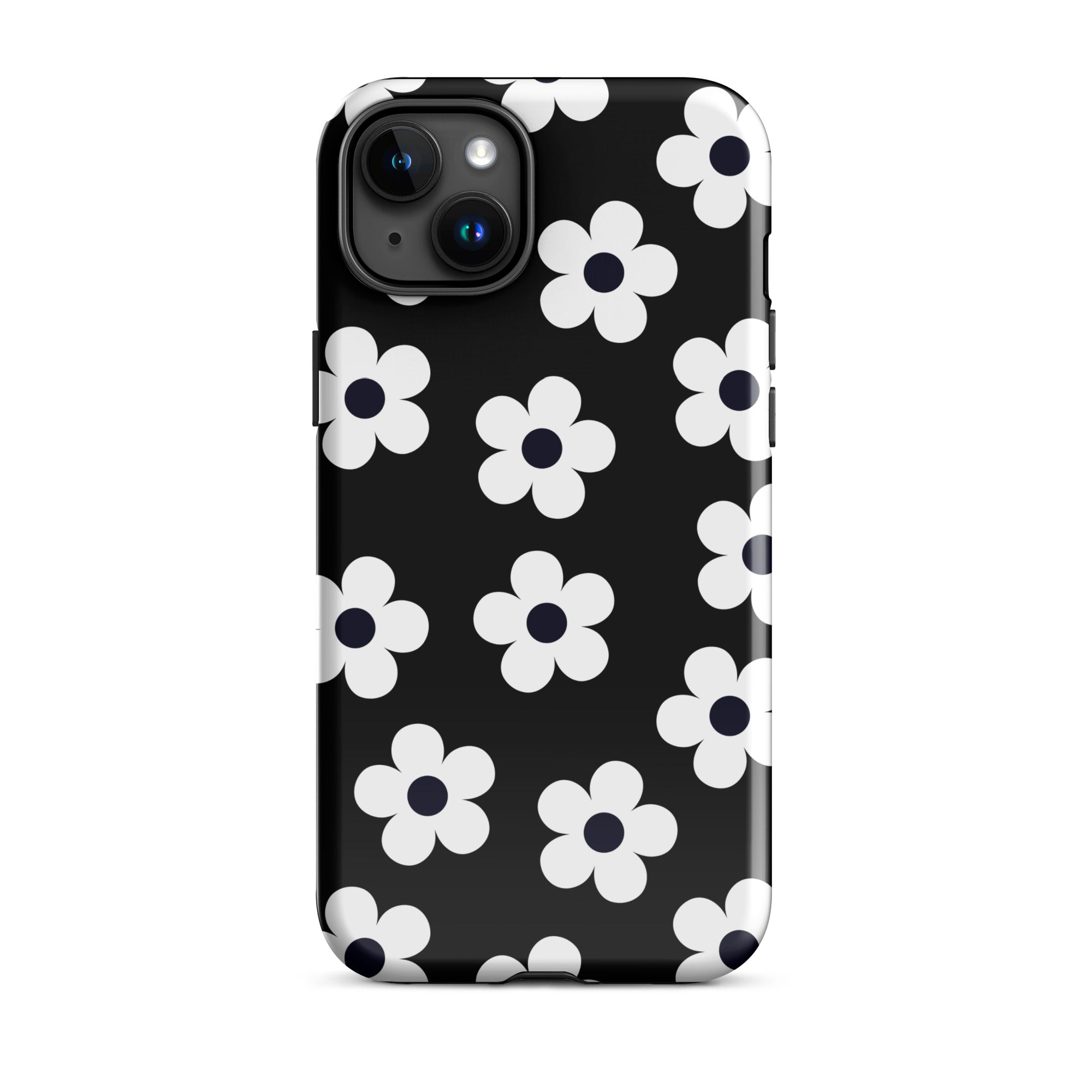 Black Retro Flowers iPhone Case