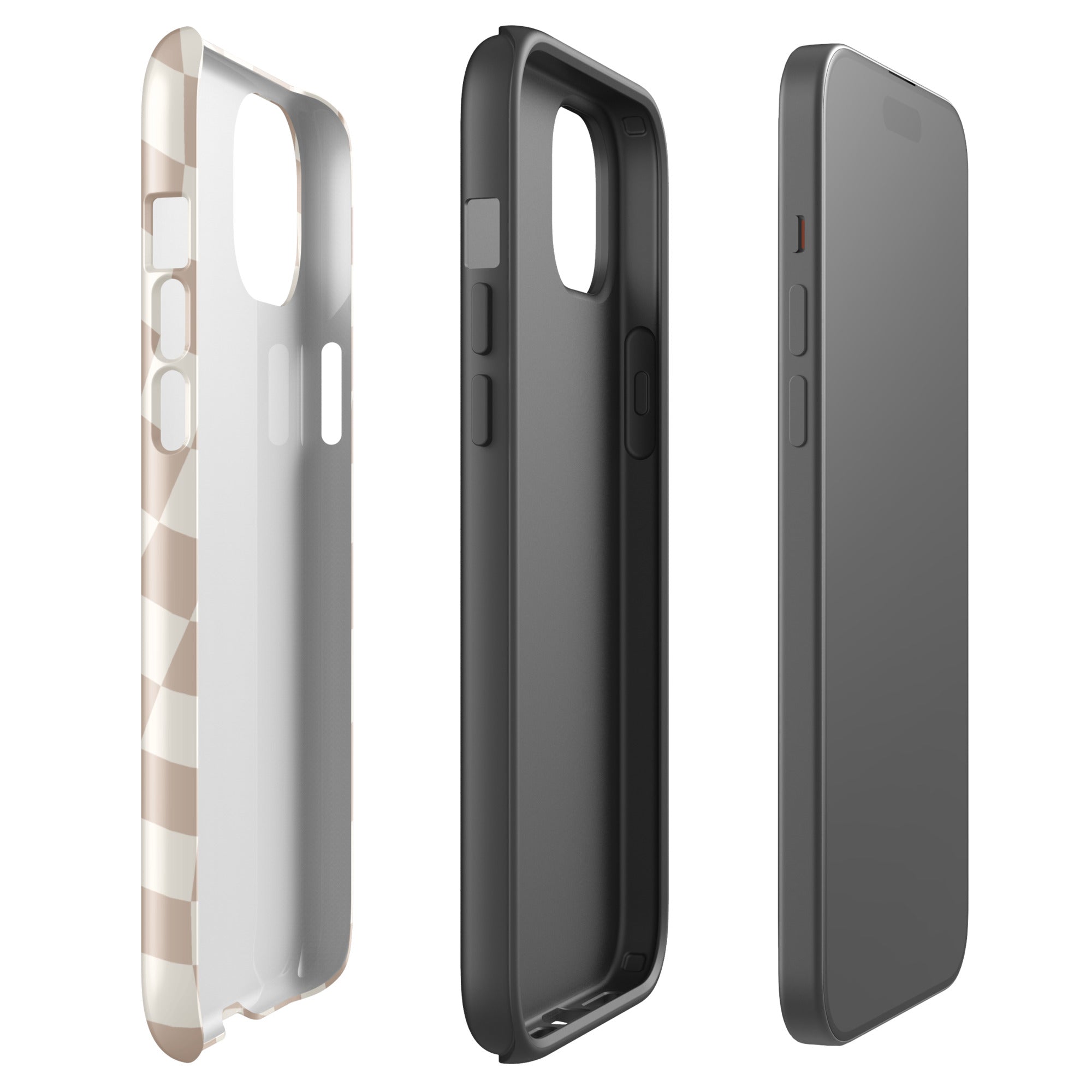 Neutral Wavy Checkered iPhone Case