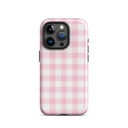 Pink Gingham iPhone Case iPhone 15 Pro Glossy