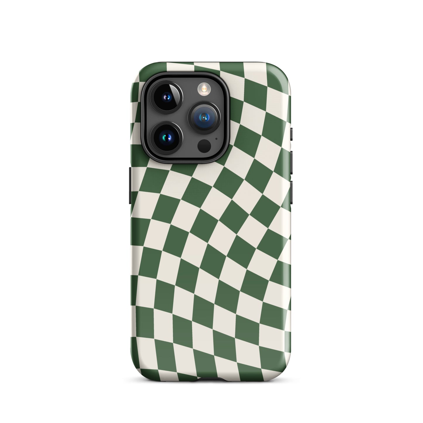 Green Wavy Checkered iPhone Case iPhone 15 Pro Glossy