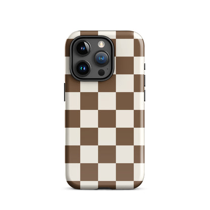 Brown Checkered iPhone Case iPhone 15 Pro Glossy