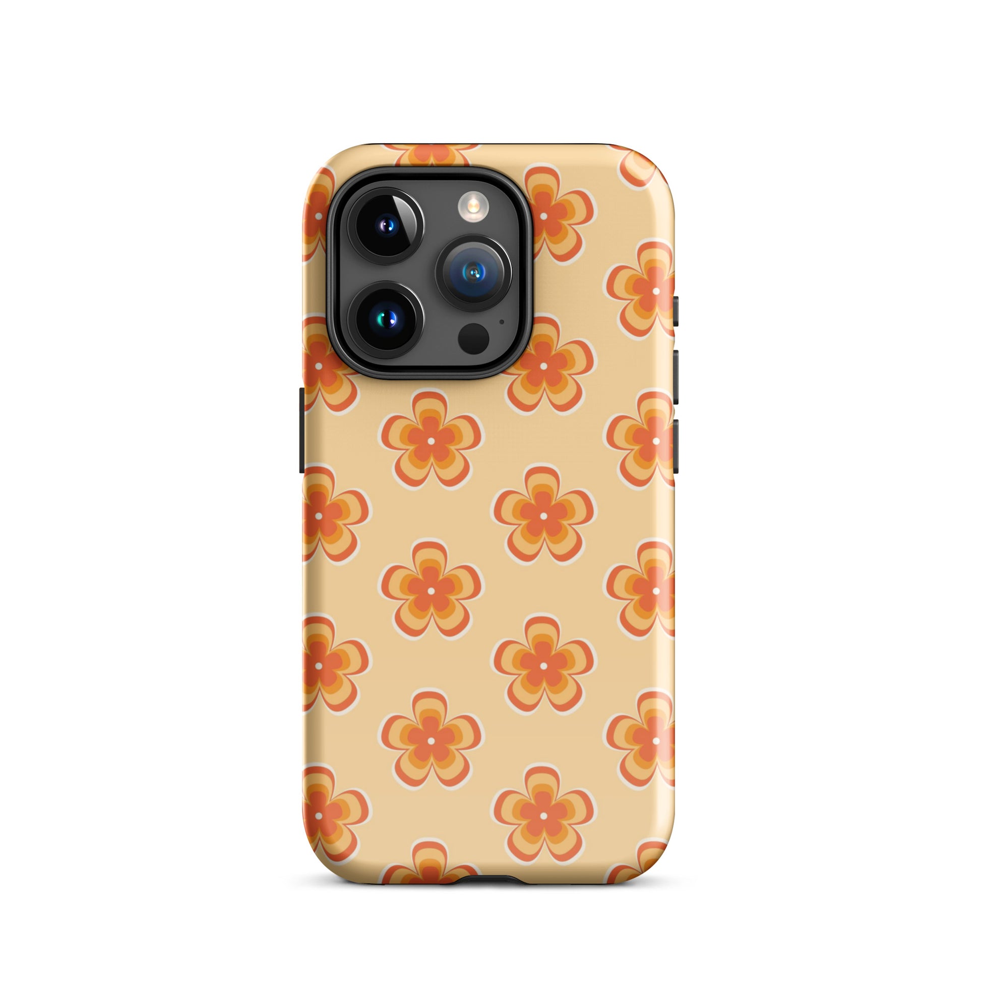 Orange Retro Flowers iPhone Case iPhone 15 Pro Glossy