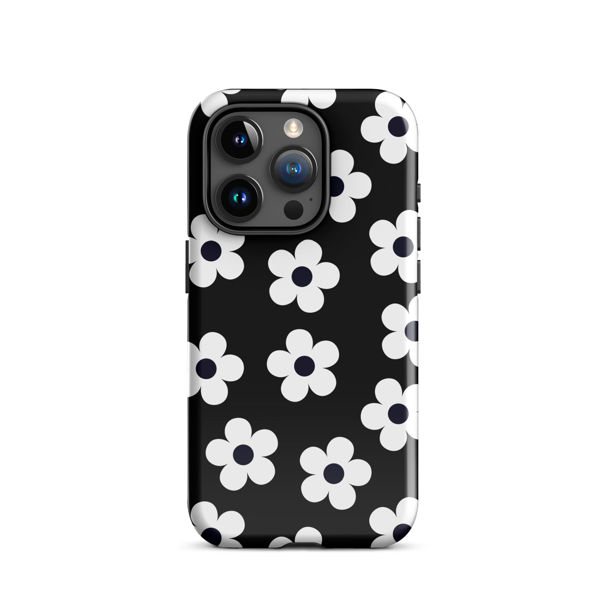 Black Retro Flowers iPhone Case