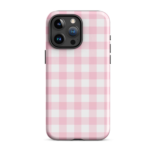 Pink Gingham iPhone Case iPhone 15 Pro Max Glossy