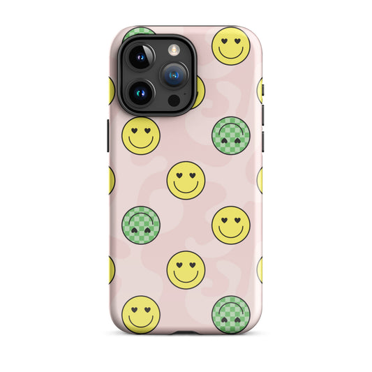 Preppy Smiley Faces iPhone Case iPhone 15 Pro Max Glossy