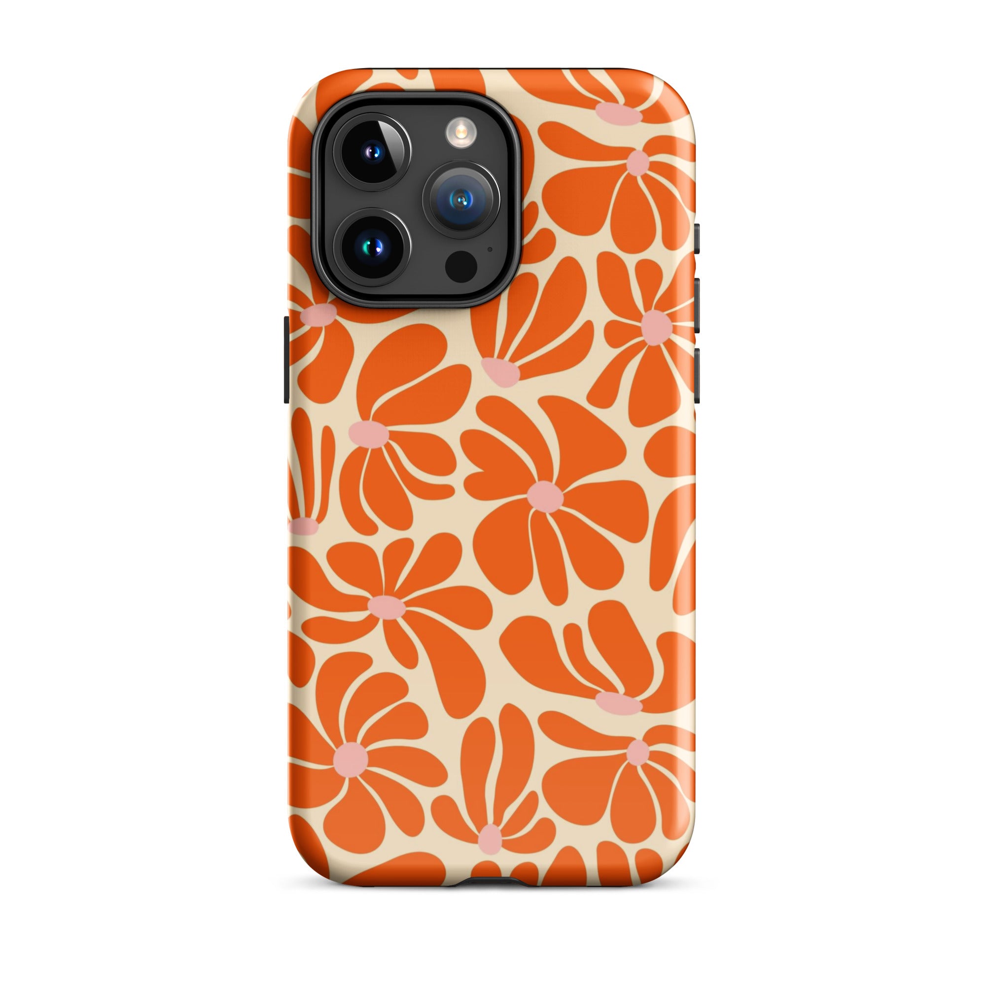 Orange Vintage Flowers iPhone Case iPhone 15 Pro Max Glossy