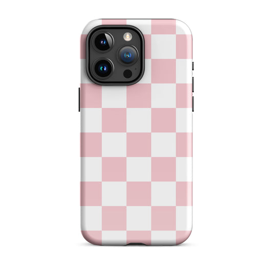 Pastel Pink Checkered iPhone Case iPhone 15 Pro Max Glossy