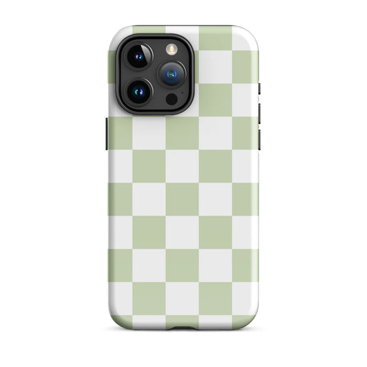 Pastel Green Checkered iPhone Case iPhone 15 Pro Max Glossy