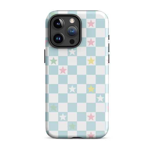 Stars Checkered iPhone Case iPhone 15 Pro Max Glossy