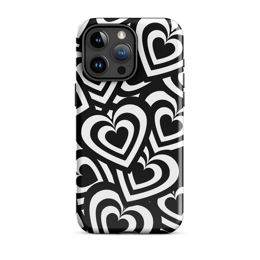 Black & White Hearts iPhone Case iPhone 15 Pro Max Glossy
