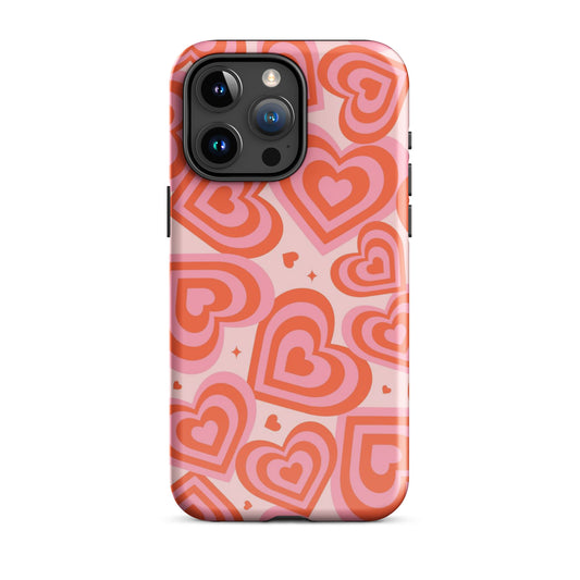 Pink & Red Hearts iPhone Case iPhone 15 Pro Max Glossy