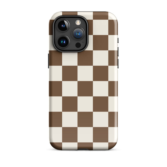 Brown Checkered iPhone Case iPhone 15 Pro Max Glossy