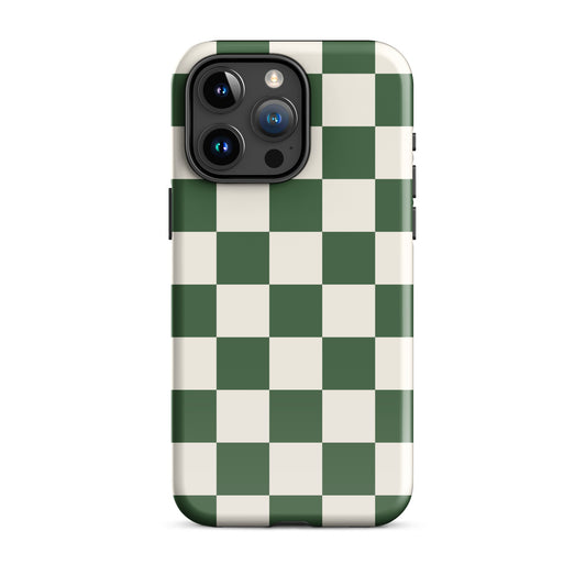 Green Checkered iPhone Case iPhone 15 Pro Max Glossy