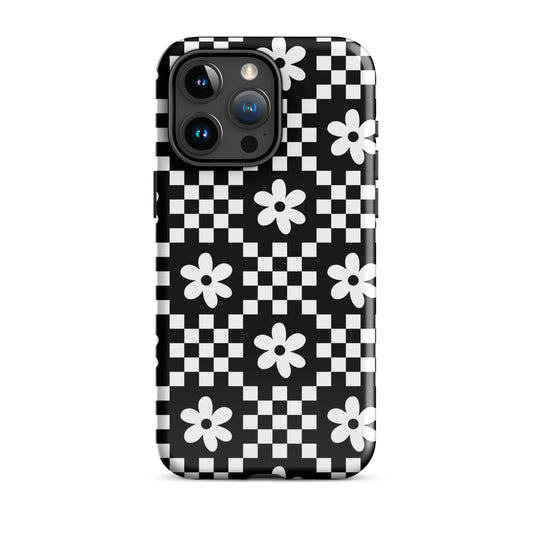 Checkerboard Daisy iPhone Case iPhone 15 Pro Max Glossy