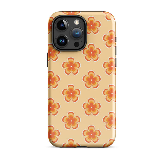 Orange Retro Flowers iPhone Case iPhone 15 Pro Max Glossy