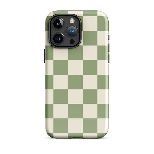 Green & Beige Checkered iPhone Case
