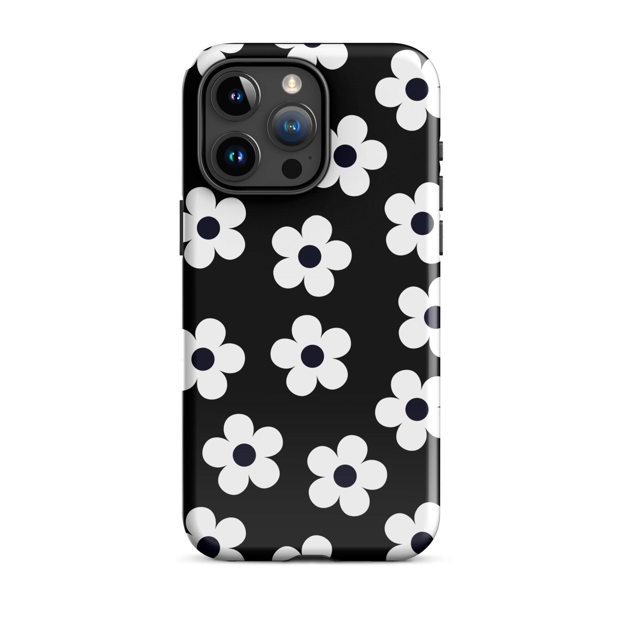 Black Retro Flowers iPhone Case