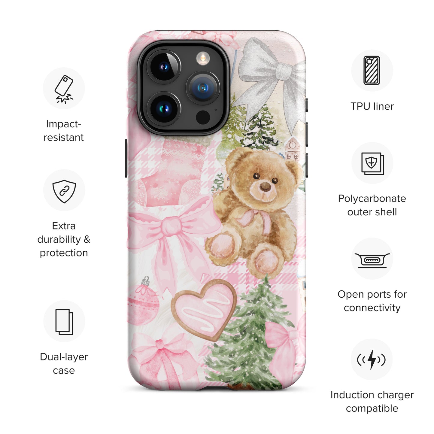 Pink Christmas Collage iPhone Case