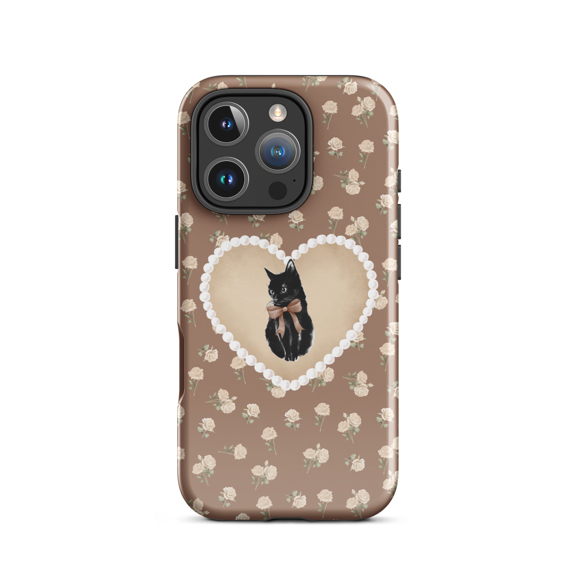 Brown Féline Roses iPhone Case