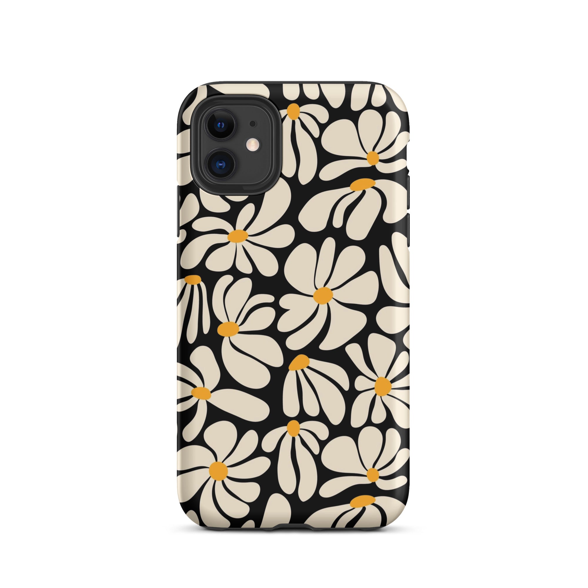 Black Retro Flowers iPhone Case iPhone 11 Matte
