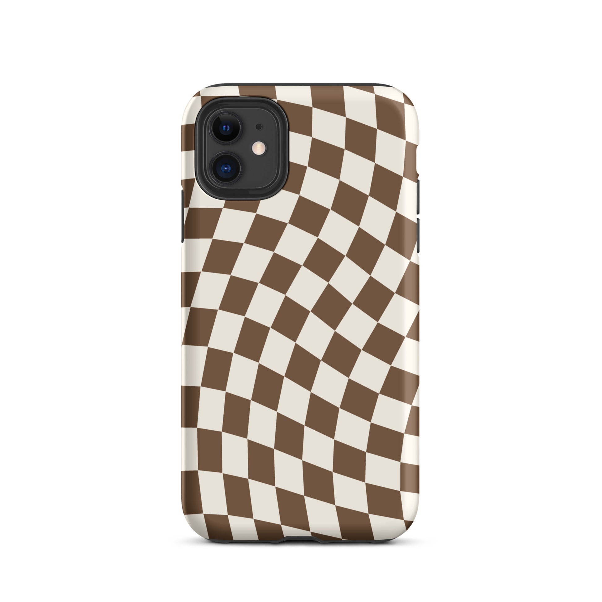 Brown Wavy Checkered iPhone Case iPhone 11 Matte
