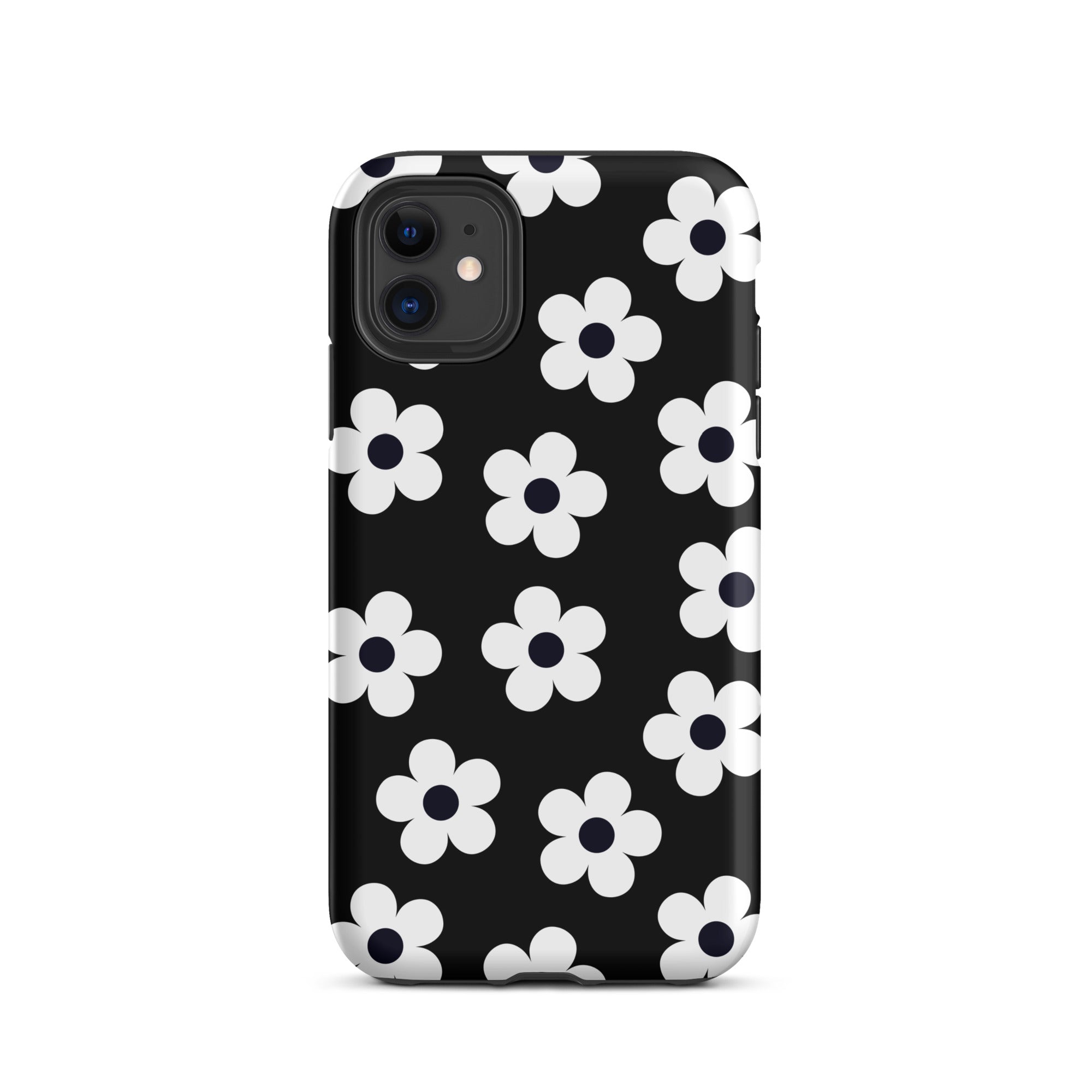 Black Retro Flowers iPhone Case