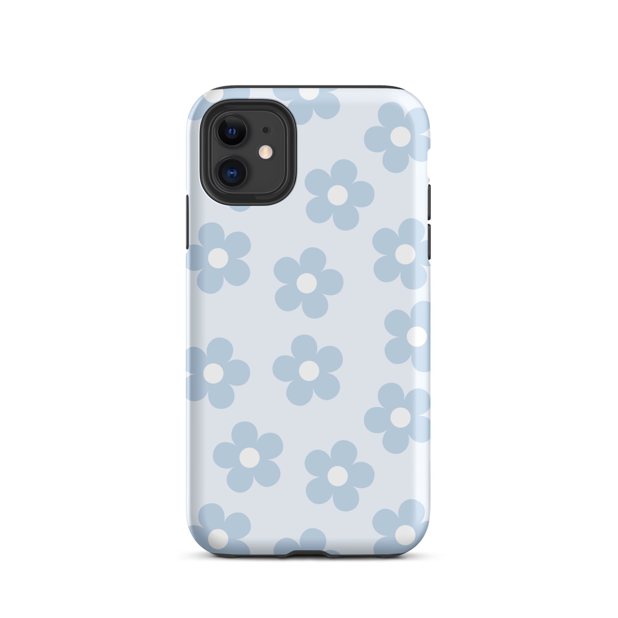 Light Blue Retro Flowers iPhone Case