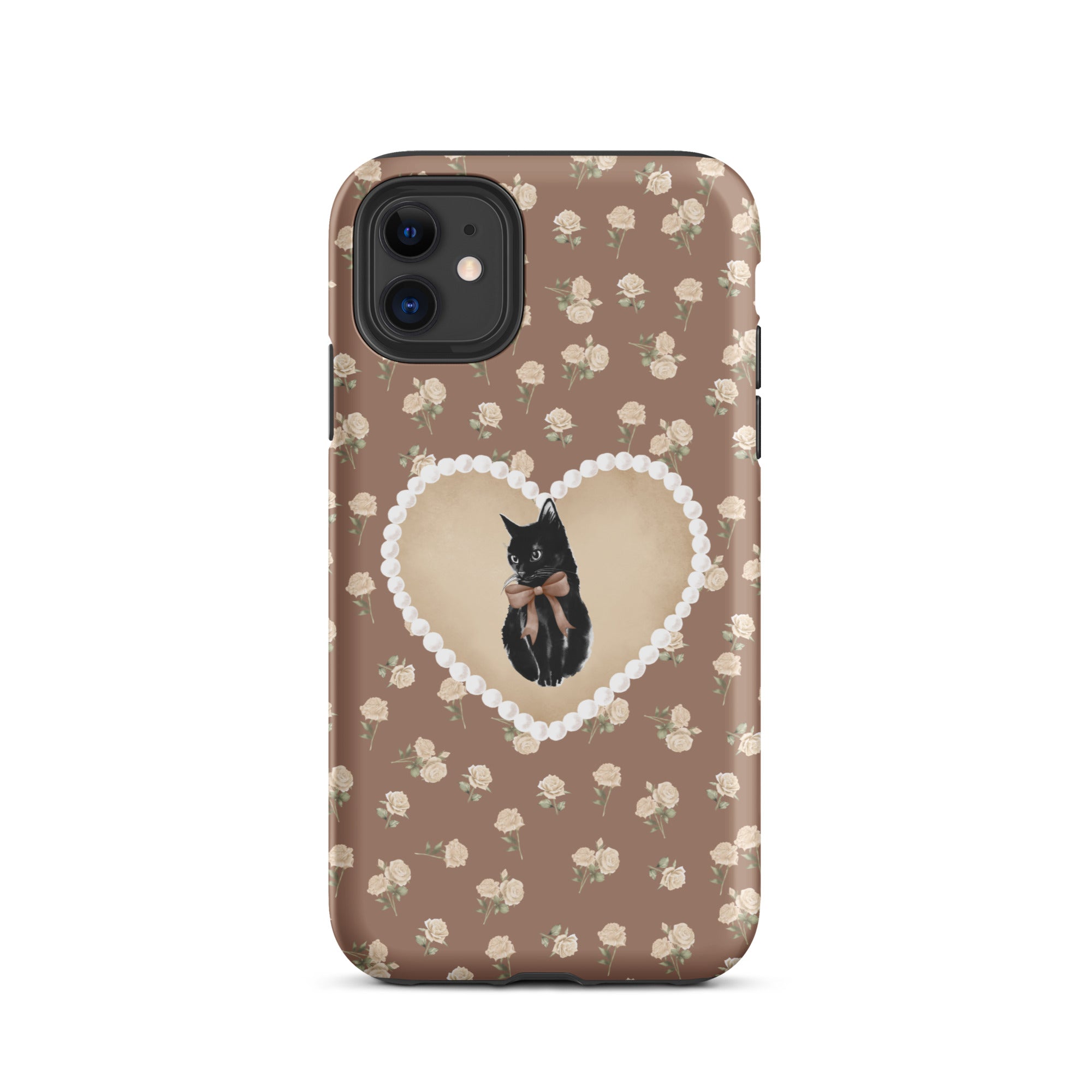 Brown Féline Roses iPhone Case