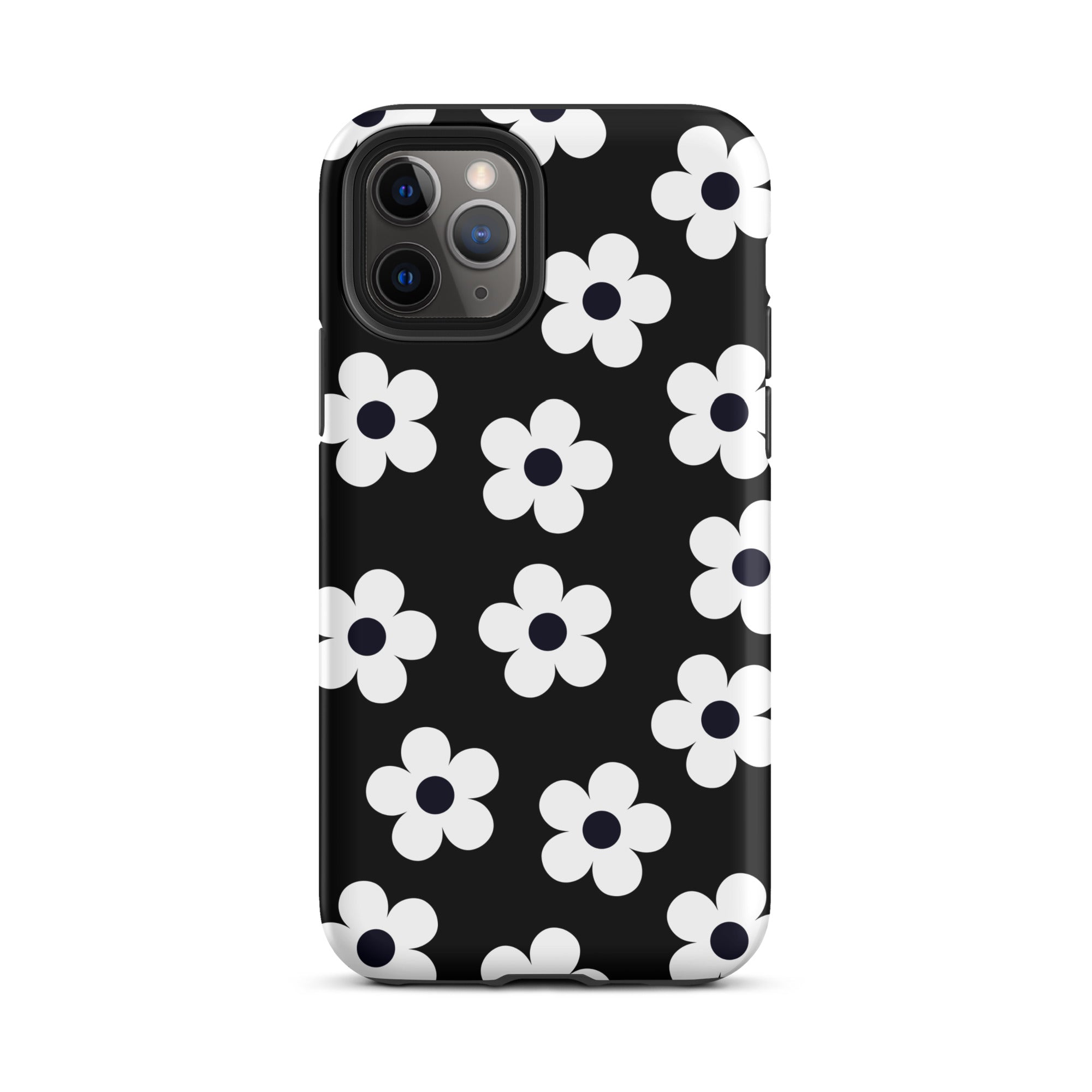 Black Retro Flowers iPhone Case