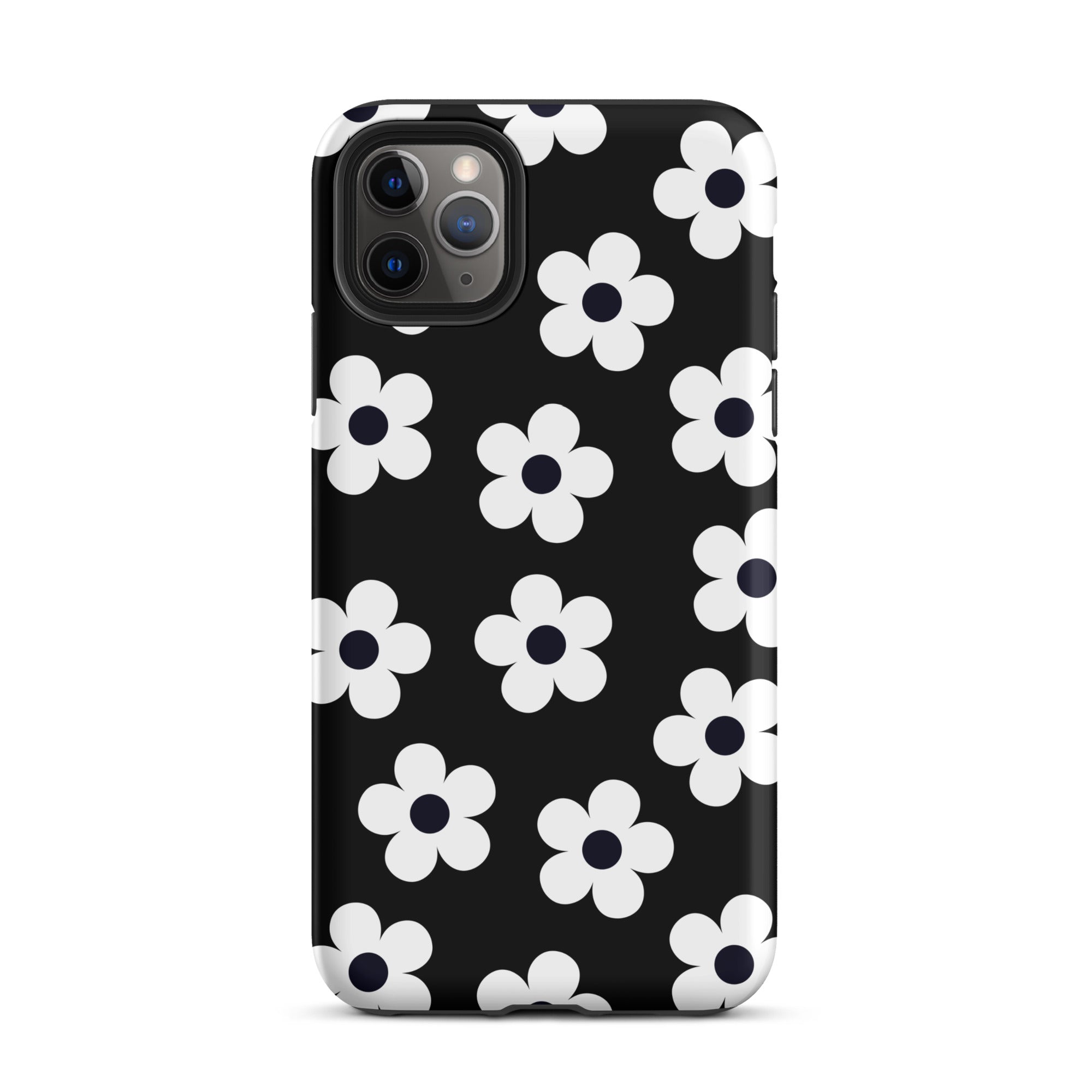 Black Retro Flowers iPhone Case