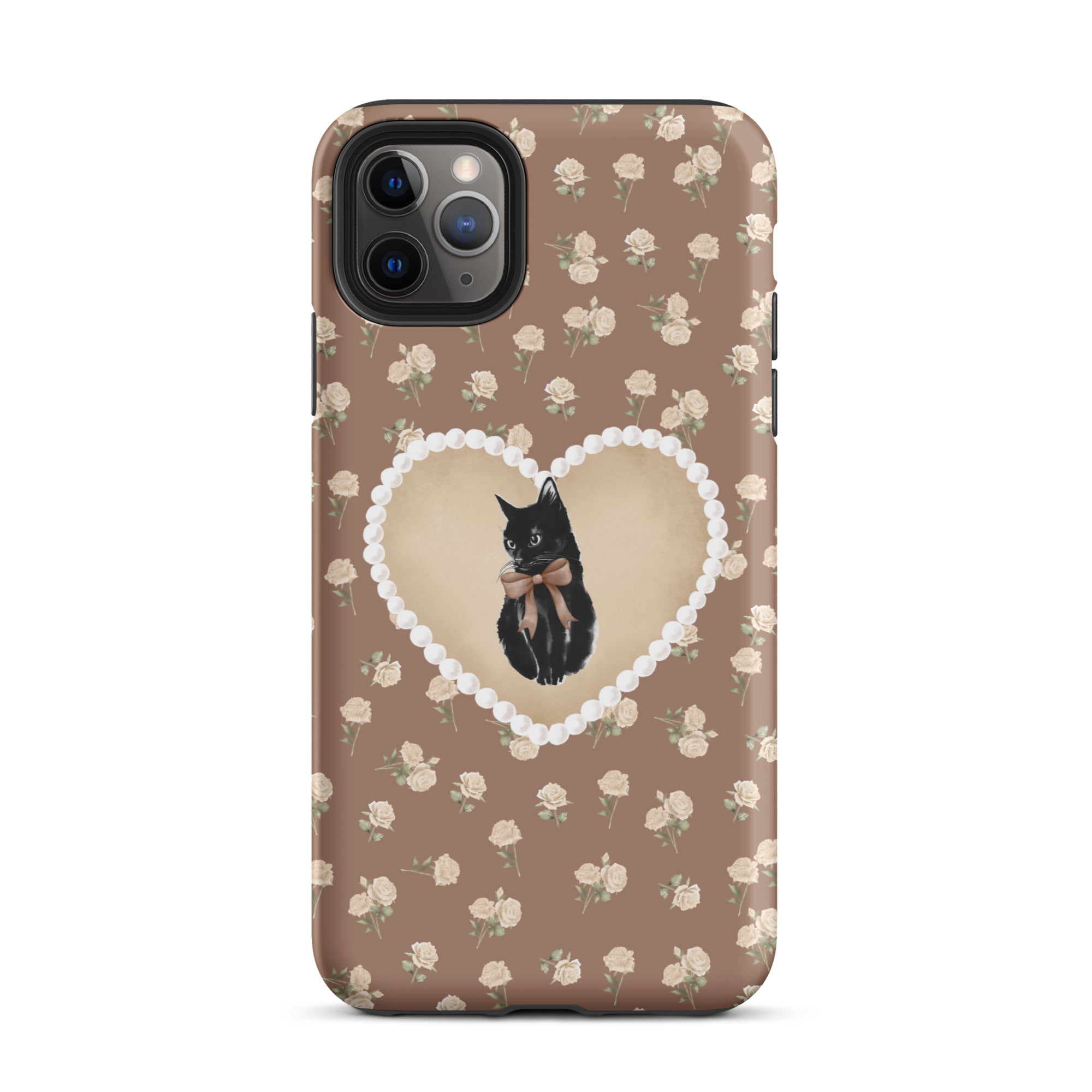 Brown Féline Roses iPhone Case