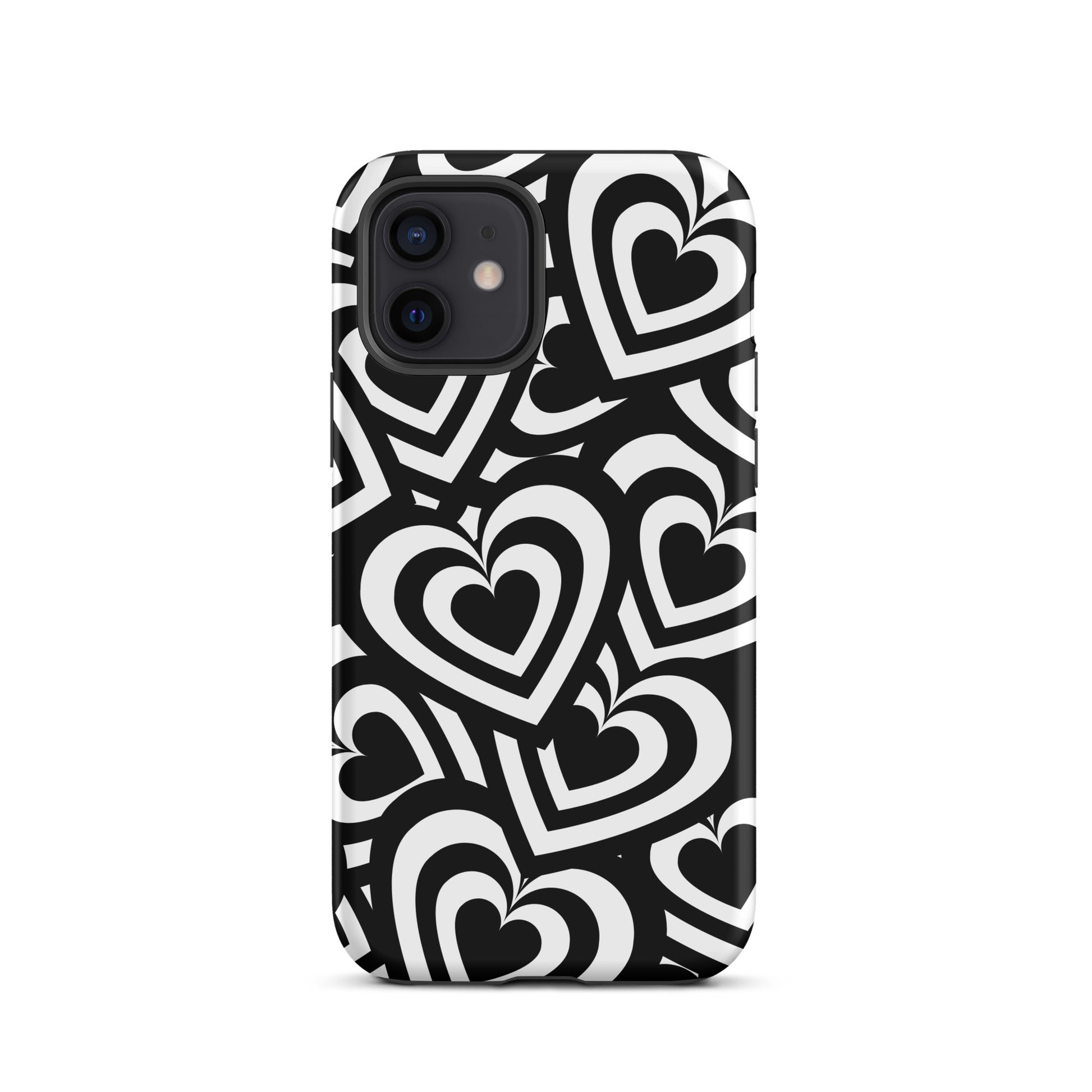 Black & White Hearts iPhone Case iPhone 12 Matte