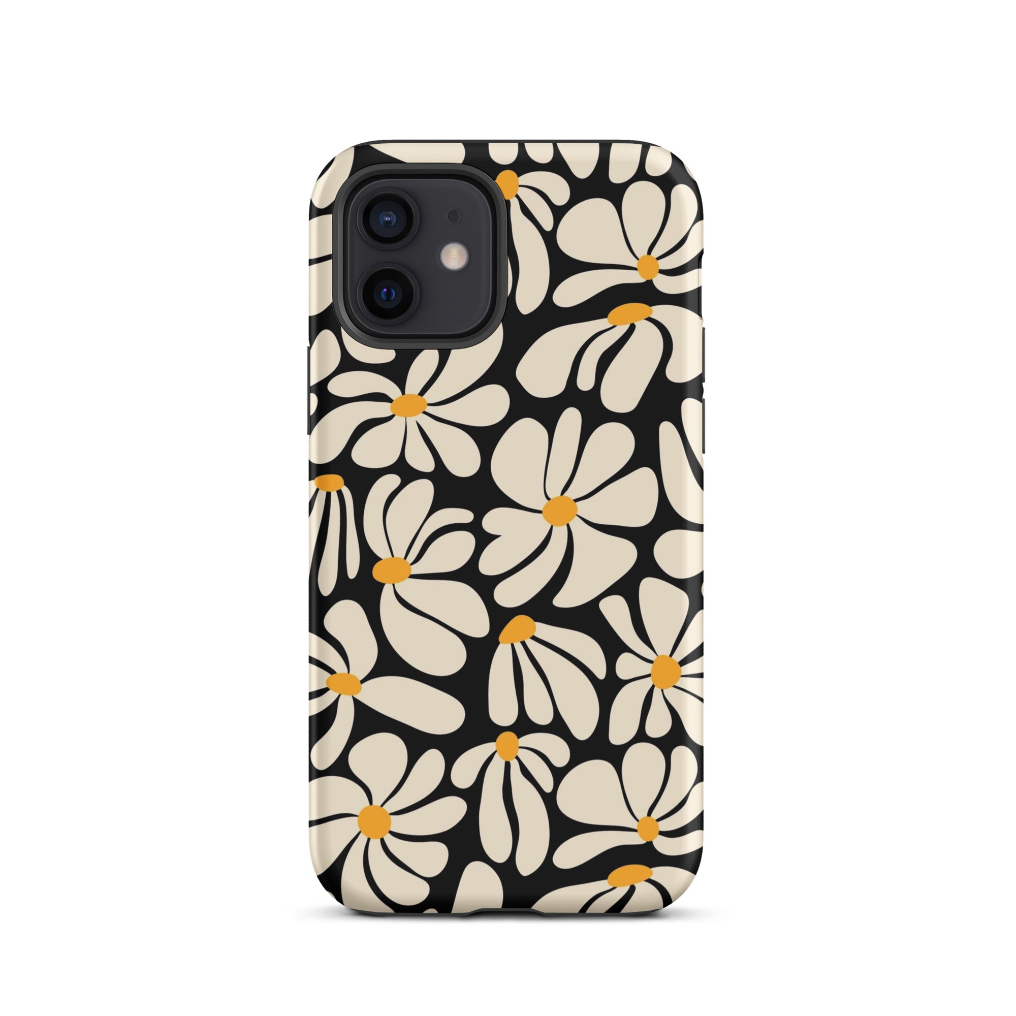 Black Retro Flowers iPhone Case iPhone 12 Matte