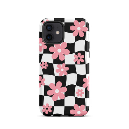 Floral Wavy Checkered iPhone Case iPhone 12 Matte