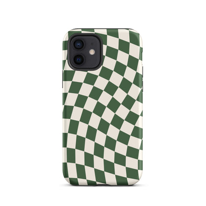 Green Wavy Checkered iPhone Case iPhone 12 Matte