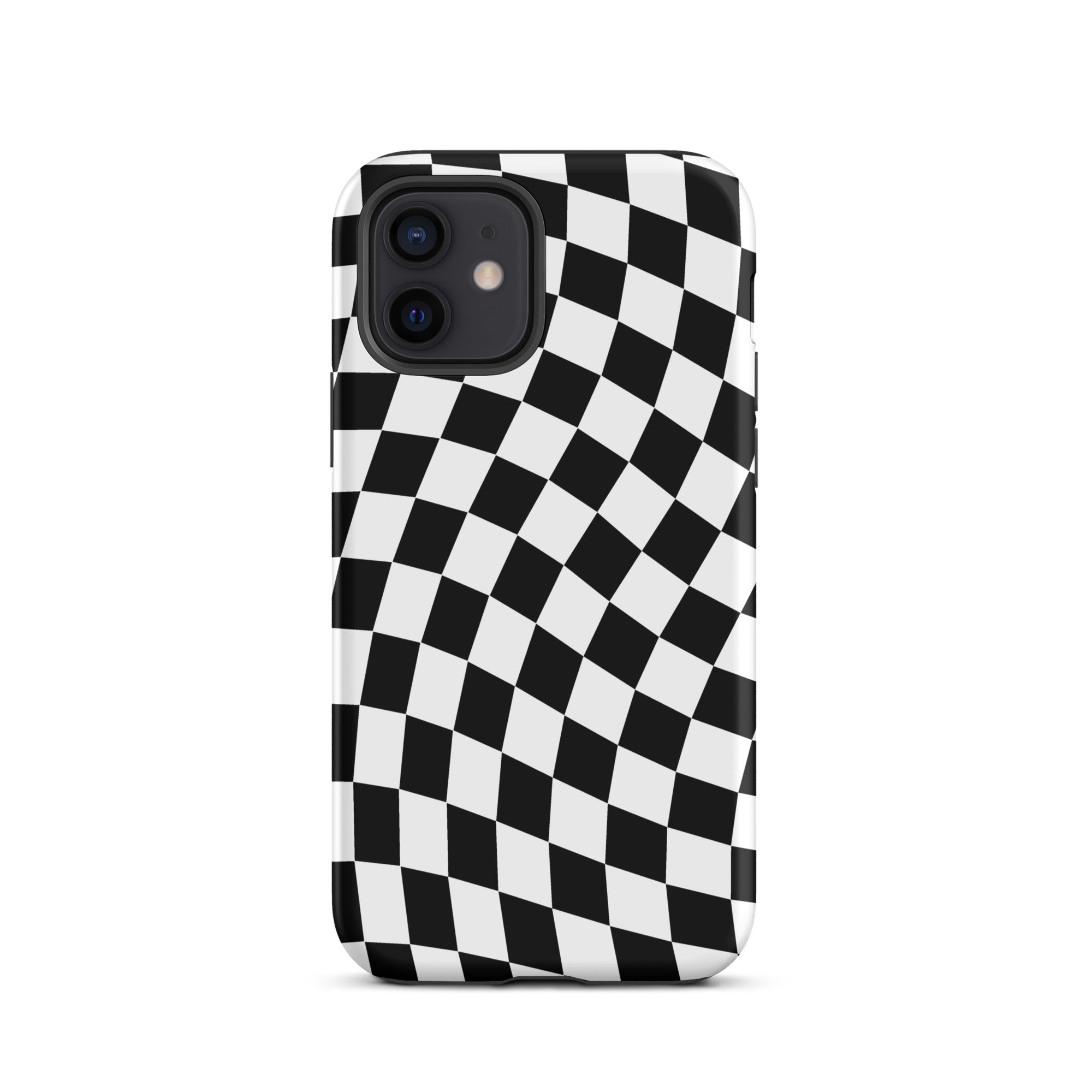 Black Wavy Checkered iPhone Case iPhone 12 Matte