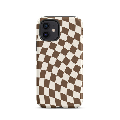 Brown Wavy Checkered iPhone Case iPhone 12 Matte