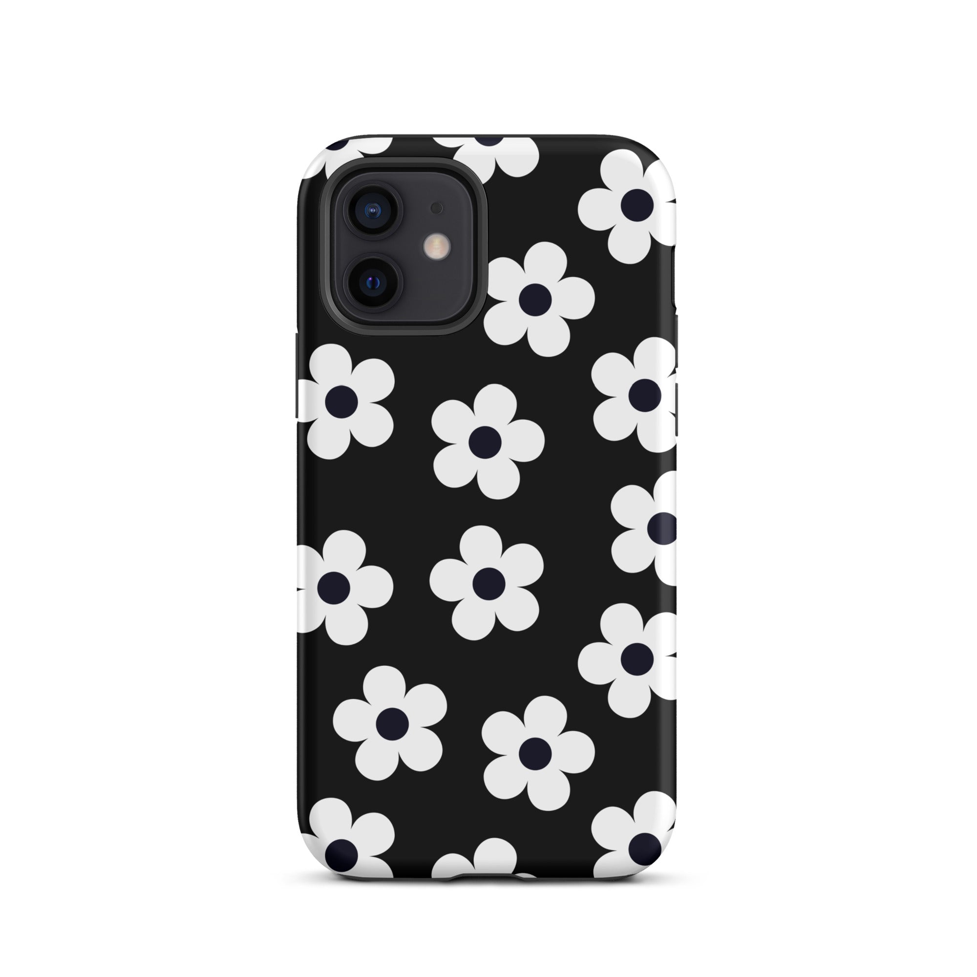 Black Retro Flowers iPhone Case