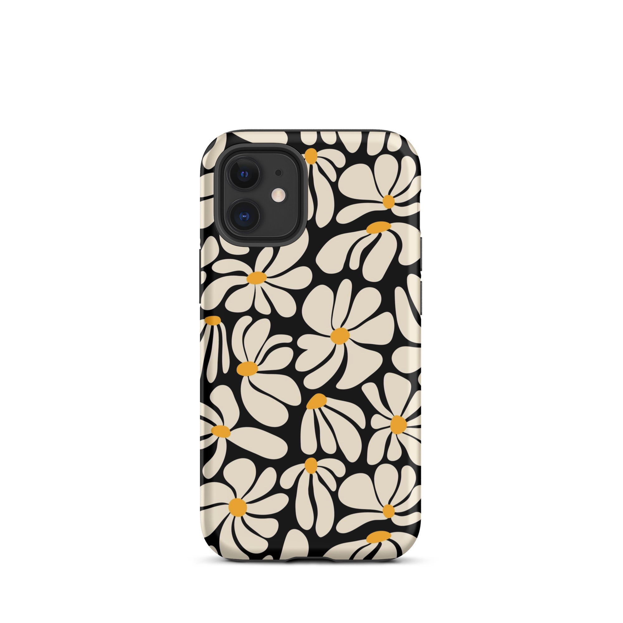 Black Retro Flowers iPhone Case iPhone 12 mini Matte