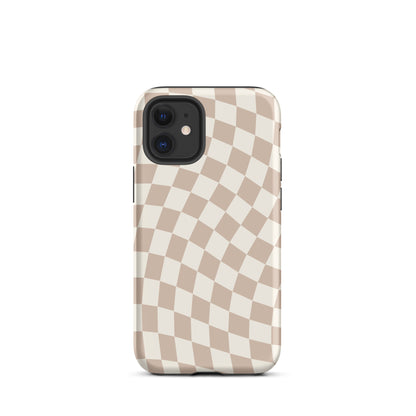 Neutral Wavy Checkered iPhone Case iPhone 12 mini Matte