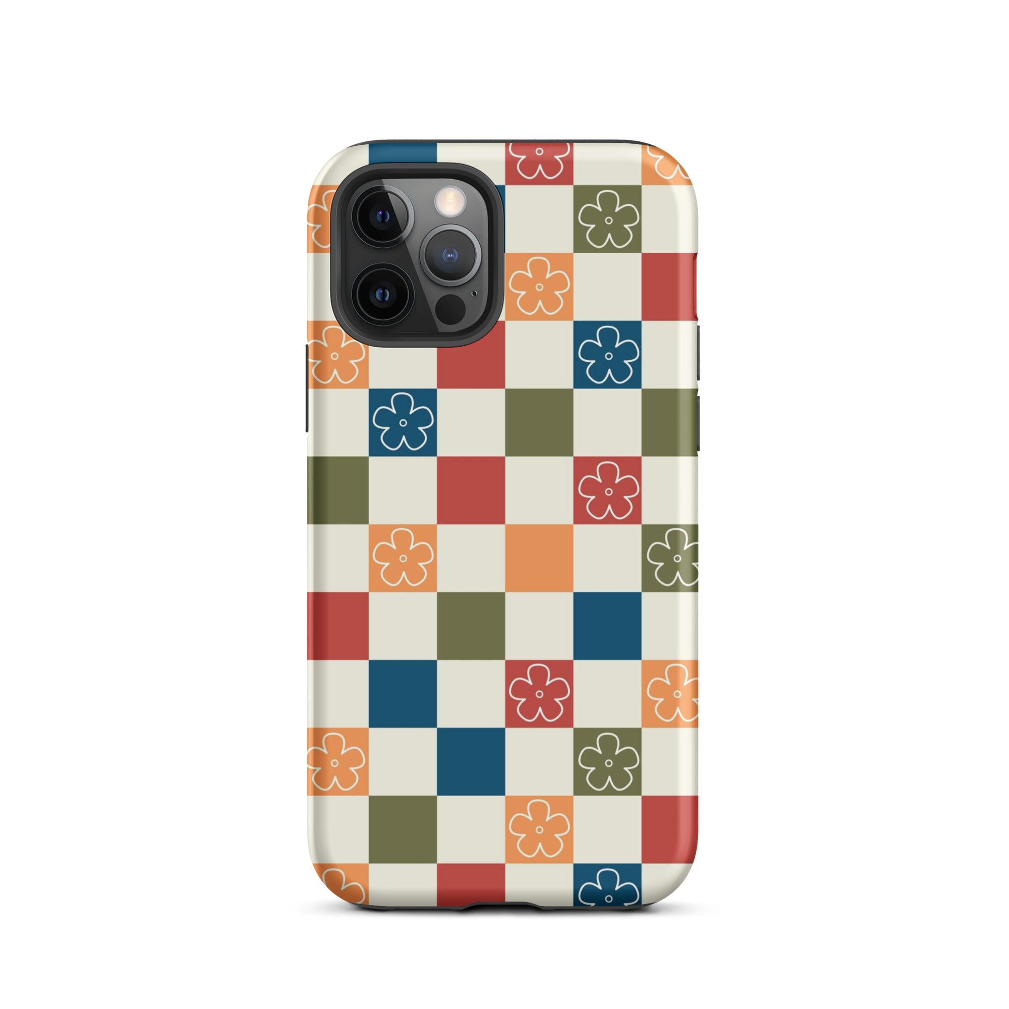 Vintage Flowers Checkered iPhone Case iPhone 12 Pro Matte