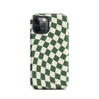 Green Wavy Checkered iPhone Case iPhone 12 Pro Matte