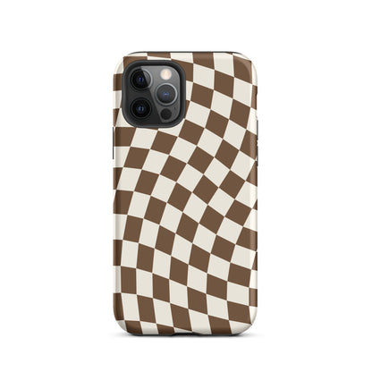 Brown Wavy Checkered iPhone Case iPhone 12 Pro Matte