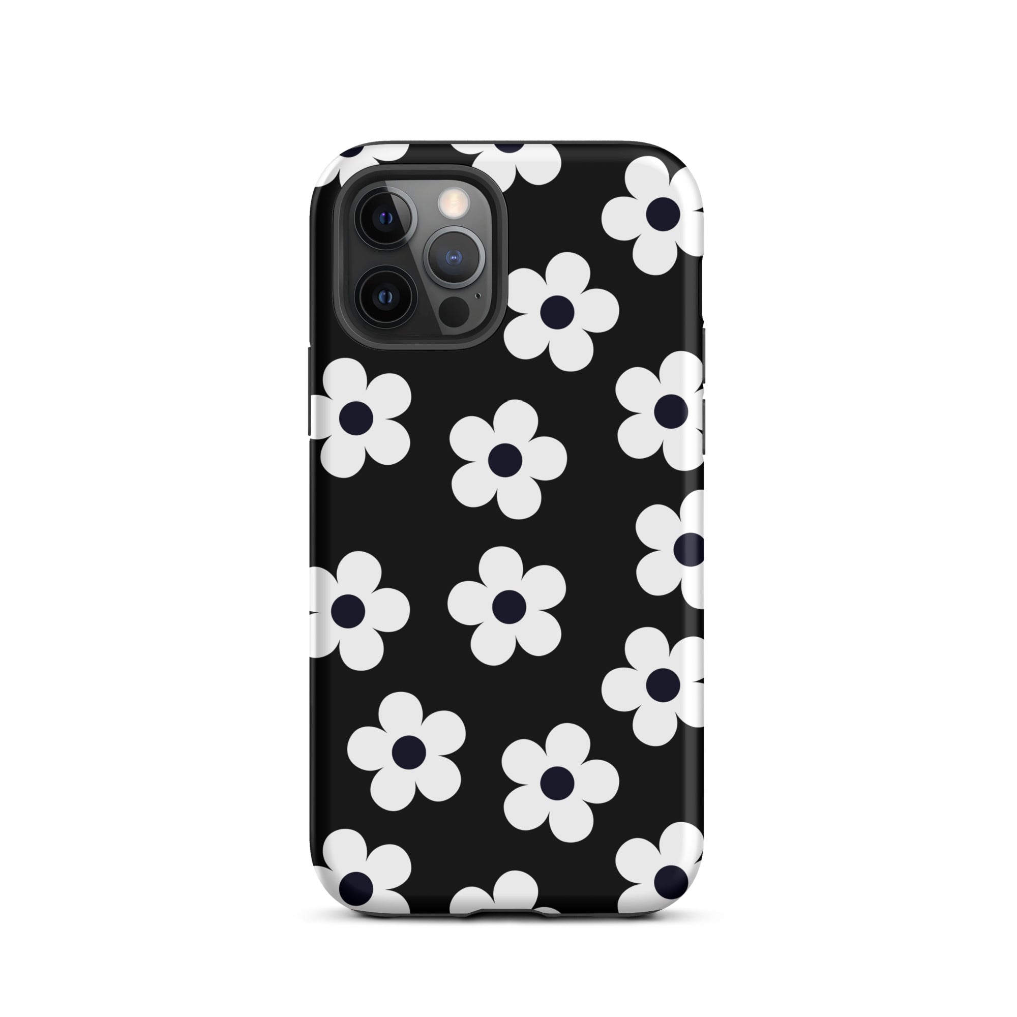 Black Retro Flowers iPhone Case