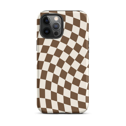 Brown Wavy Checkered iPhone Case iPhone 12 Pro Max Matte