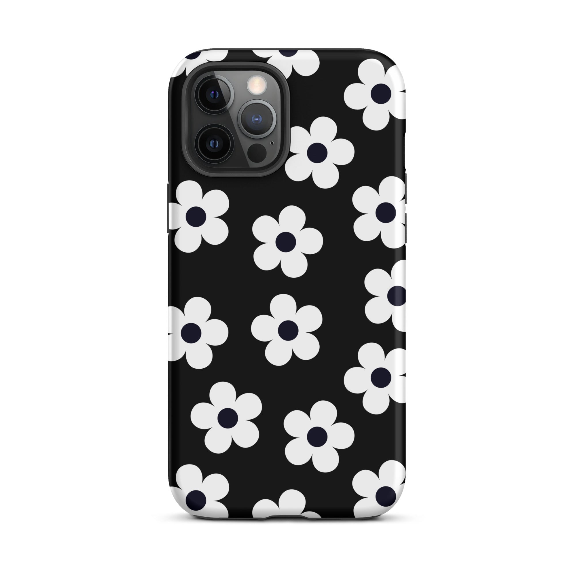 Black Retro Flowers iPhone Case