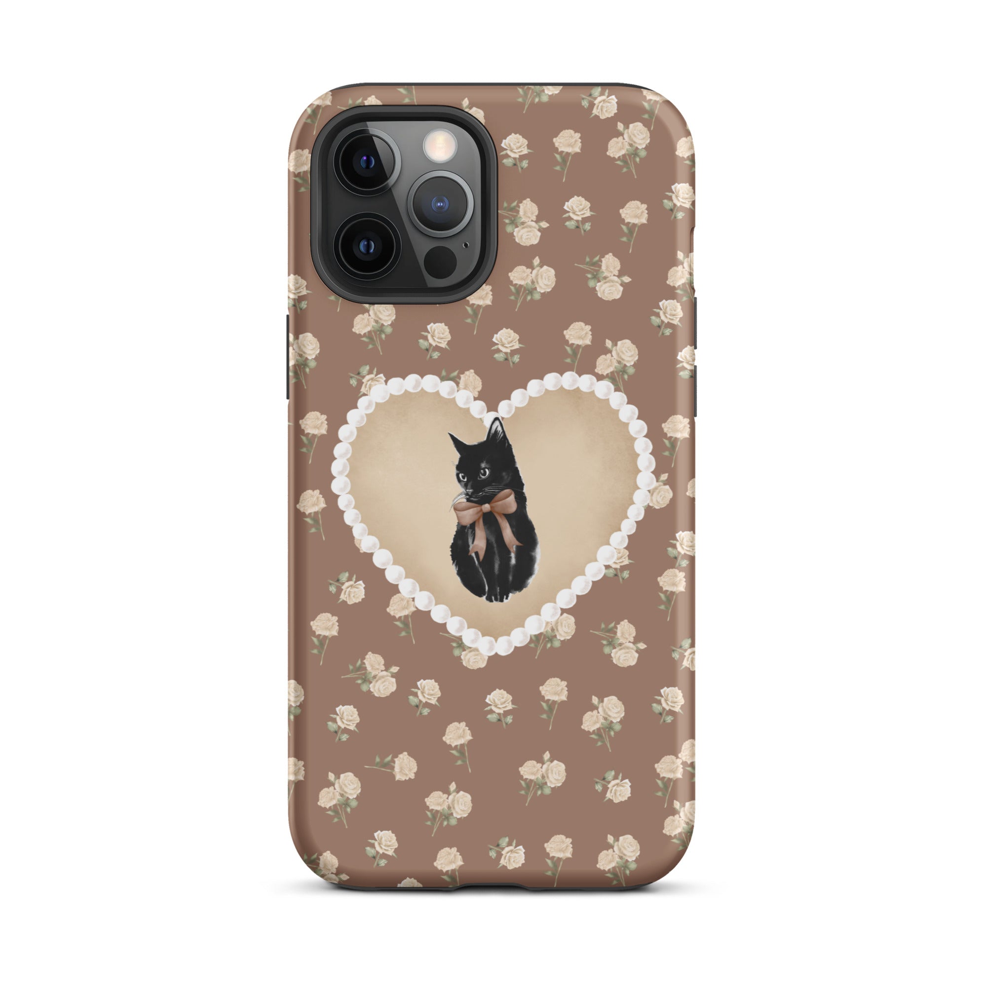 Brown Féline Roses iPhone Case