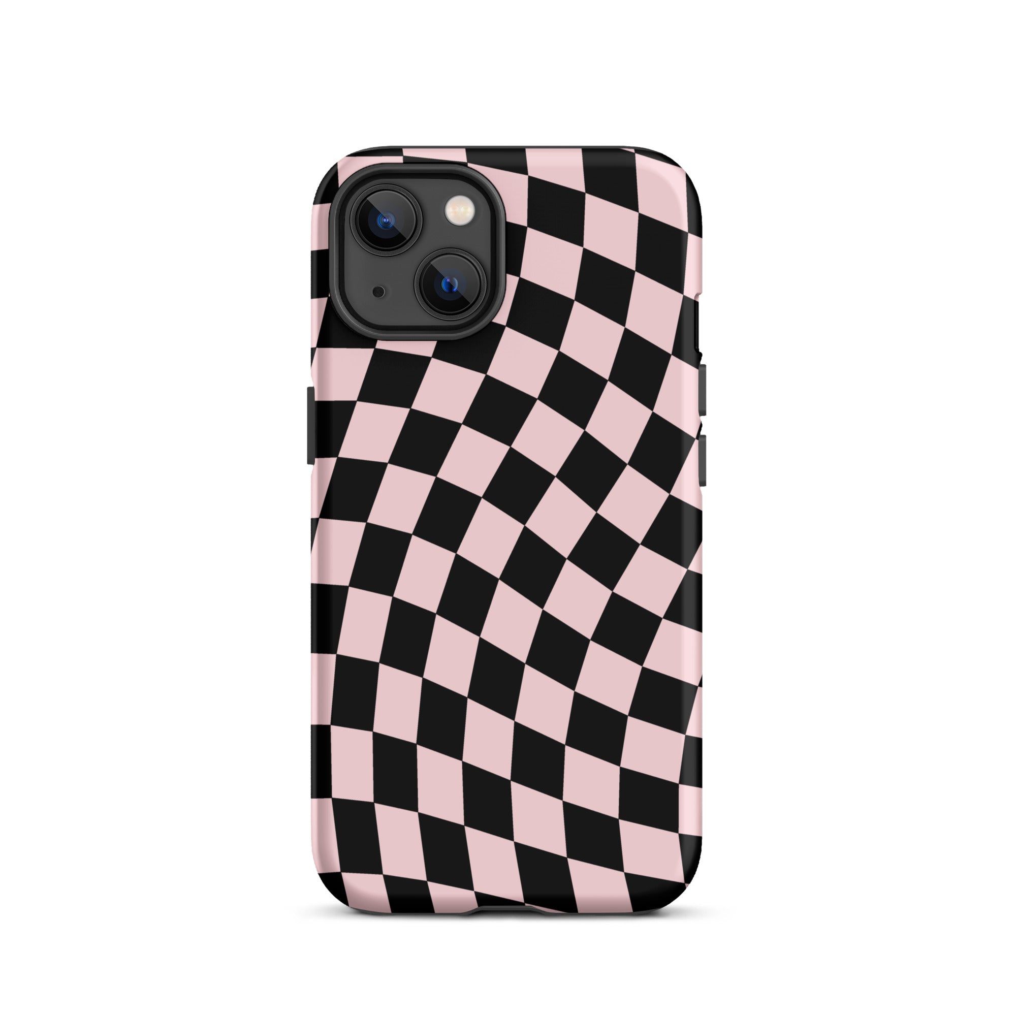 Pink & Black Wavy Checkered iPhone Case