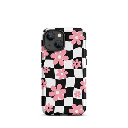 Floral Wavy Checkered iPhone Case iPhone 13 mini Matte