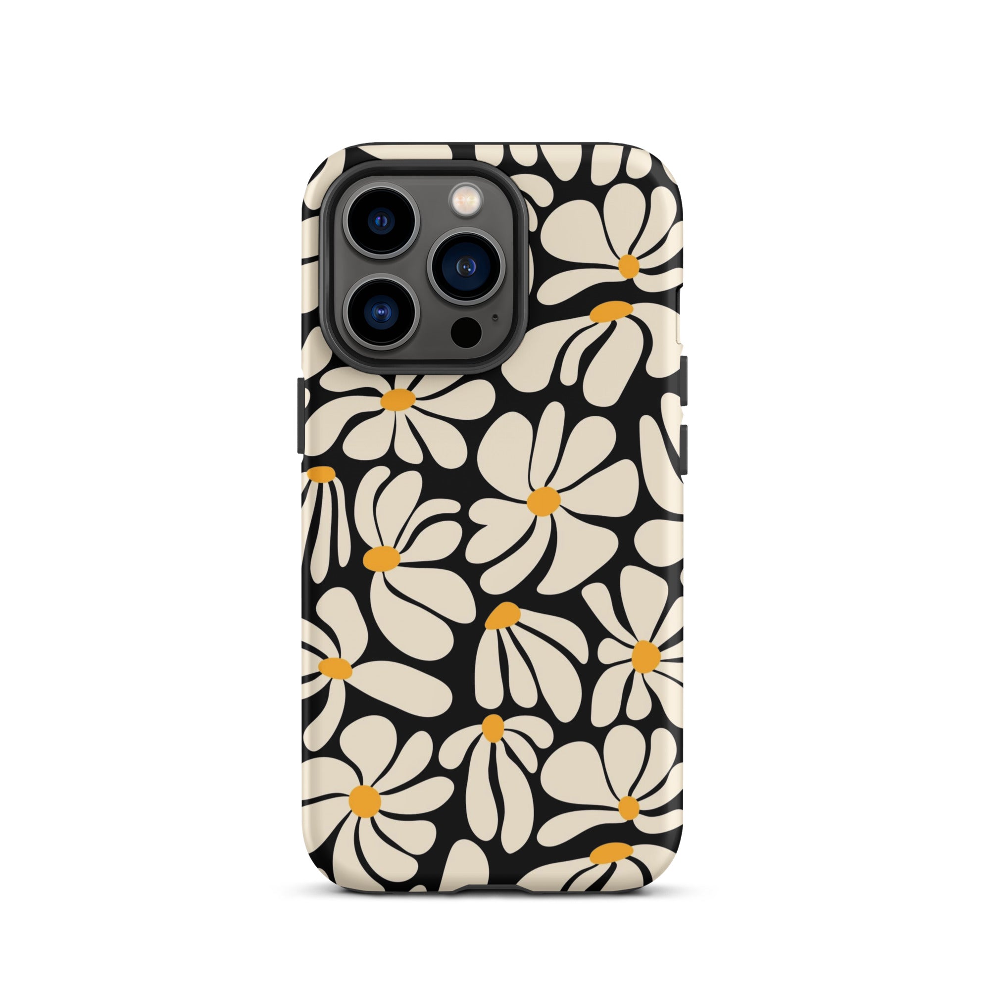Black Retro Flowers iPhone Case iPhone 13 Pro Matte